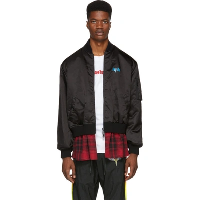 Shop Marcelo Burlon County Of Milan Black 'cupido' Bomber Jacket In Blackmulti