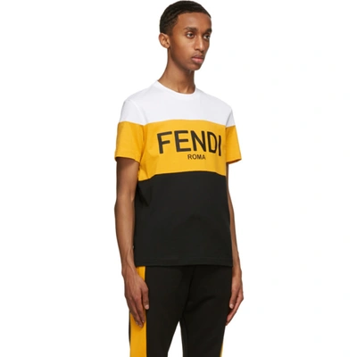 Shop Fendi White & Yellow Logo T-shirt In F0232 Blkyl