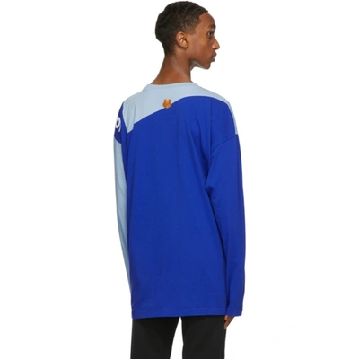 Shop Kenzo Blue Kansaiyamamoto Edition Oversize Seasonal Logo Long Sleeve T-shirt In 65 - Lavend