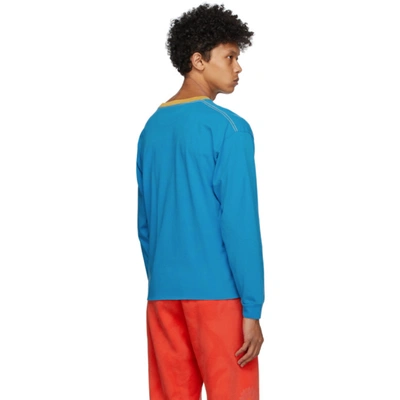 Shop Erl Blue & Orange Jersey Long Sleeve T-shirt In Blue/orange