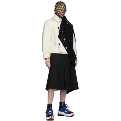 Shop Maison Margiela Off-white And Black Melton Cloth Jacket In 104 Butter