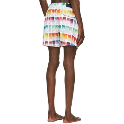 Shop Amiri White Watercolor Swatch Swim Shorts In Multicolor