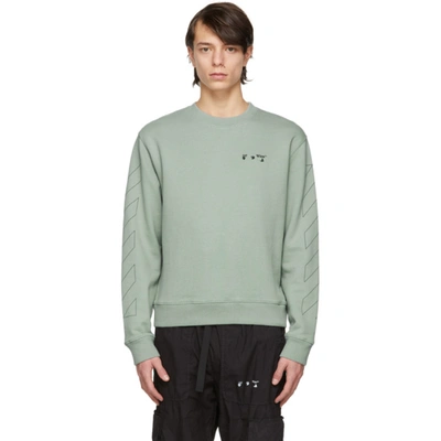 Shop Off-white Green Slim Fit Logo Sweatshirt In Jadeite Black