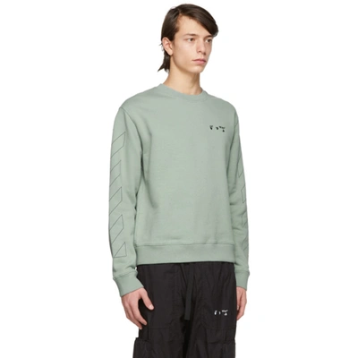 Shop Off-white Green Slim Fit Logo Sweatshirt In Jadeite Black