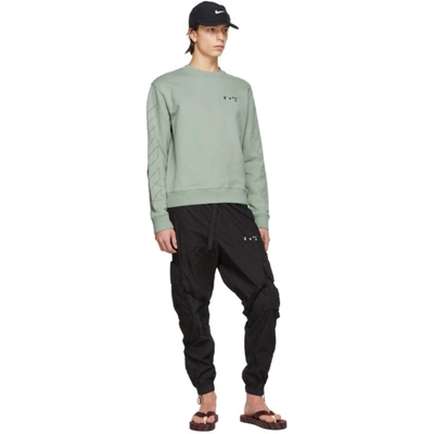 Shop Off-white Green Slim Fit Logo Sweatshirt In Jadeite Black