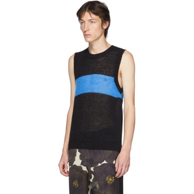 Shop Dries Van Noten Black & Blue Alpaca Vest