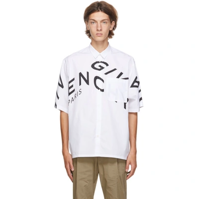 Shop Givenchy White Refracted Logo Short Sleeve Shirt In 100-white