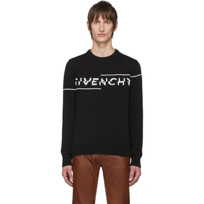 Shop Givenchy Black Logo Sweater In 004 Blk/wht