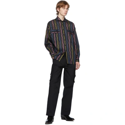 Shop Moschino Black Stripe Fantasy Shirt In A1555 Blk