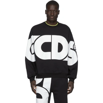 Shop Gcds Black Macro Round Logo Sweatshirt In 02 Black