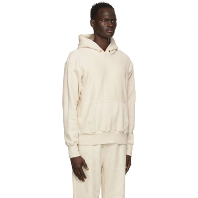 Shop Les Tien Off-white Heavyweight Cropped Hoodie In Ivory