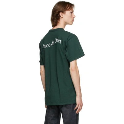 Shop Museum Of Peace And Quiet Green Warped Wordmark T-shirt In Forest