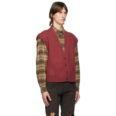 Shop Gucci Red Cable Knit Square G Vest In 5262 Malva