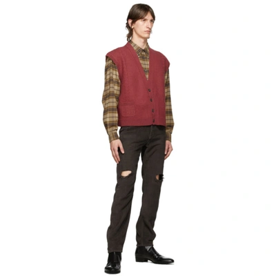 Shop Gucci Red Cable Knit Square G Vest In 5262 Malva