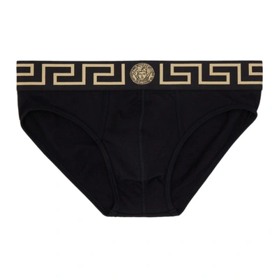 Shop Versace Underwear Two-pack Black Medusa Briefs In A80g Black