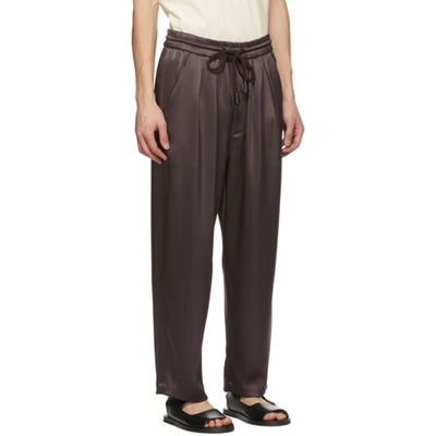 Shop Nanushka Brown Satin Jiro Trousers In Espresso