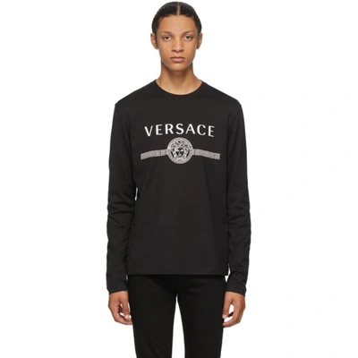 Shop Versace Black Medusa Logo Long Sleeve T-shirt In A008 Black