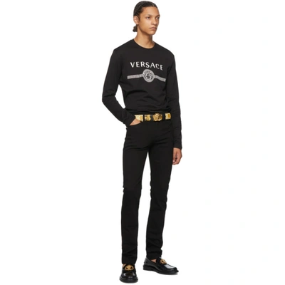 Shop Versace Black Medusa Logo Long Sleeve T-shirt In A008 Black