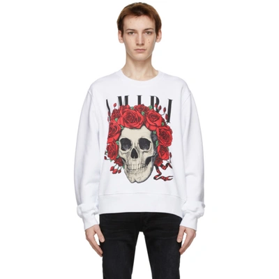 Shop Amiri White Grateful Dead Skull Crew Sweatshirt