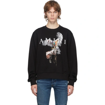 Shop Amiri Black Falcon Crewneck Sweatshirt