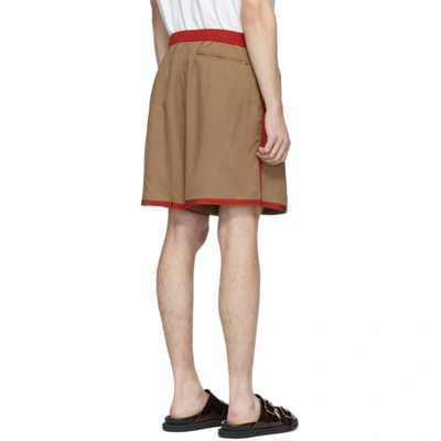 Shop Bode Brown Beaded Logo Rugby Shorts In Tan