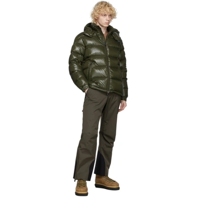 Shop Moncler Khaki Ski Trousers In 833 Green