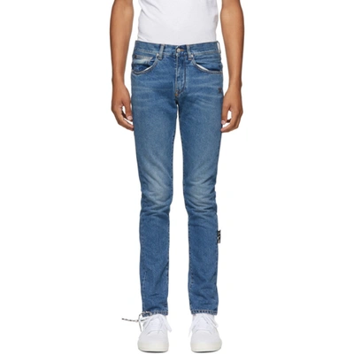 Shop Off-white Blue Diag Slim Jeans