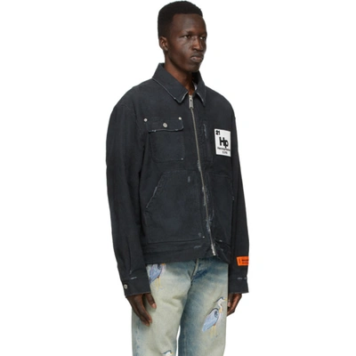 Shop Heron Preston Black Denim Worker Jacket In Vintage Black