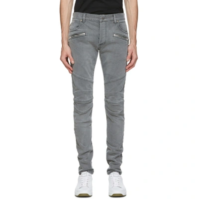 Shop Balmain Black Monogram Slim Jeans In 0pa Noir