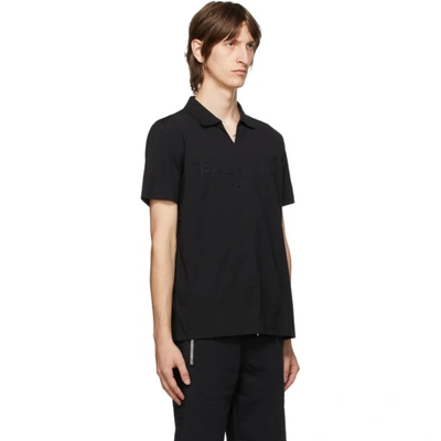 Shop Balmain Black Embossed Logo Polo In 0pa Noir