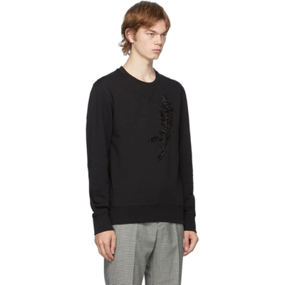 Shop Alexander Mcqueen Black Embroidered Sweatshirt In 1000 Deepbk