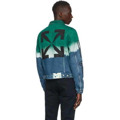 Shop Off-white Blue And Green Denim Degrade Pivot Jacket In Dark Blue