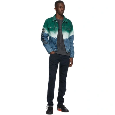 Shop Off-white Blue And Green Denim Degrade Pivot Jacket In Dark Blue