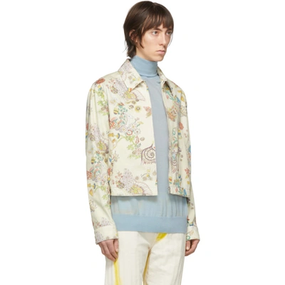 Shop Lanvin Off-white Denim Fairy Print Jacket In 02 Ecru