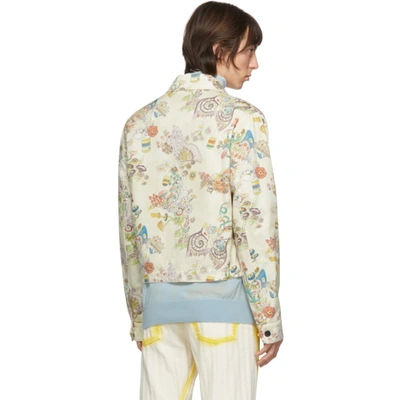 Shop Lanvin Off-white Denim Fairy Print Jacket In 02 Ecru