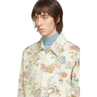Shop Lanvin Off-white Denim Fairy Print Jacket In 02 Ecru