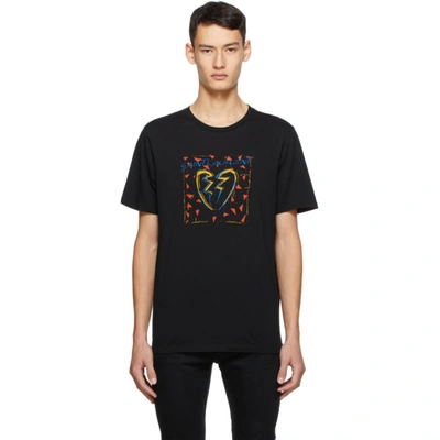 Shop Saint Laurent Black Jacquard Broken Heart T-shirt In 1068 Blkmul