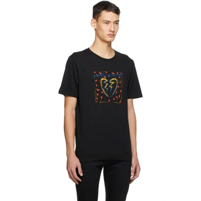 Shop Saint Laurent Black Jacquard Broken Heart T-shirt In 1068 Blkmul