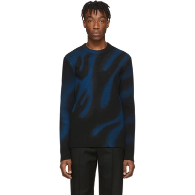 Shop Balenciaga Black & Blue Flame Sweater In 1165 Black/