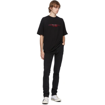 Shop Opening Ceremony Black Embroidered Logo T-shirt In Deep Smoke