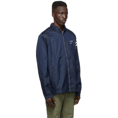 Shop Adidas X Human Made Navy Hooded Windbreaker Jacket In Collegiate