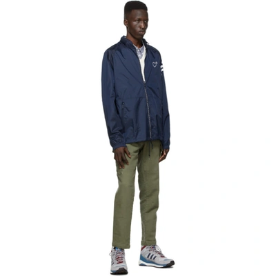 Shop Adidas X Human Made Navy Hooded Windbreaker Jacket In Collegiate