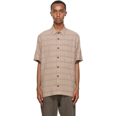Shop Nanushka Brown Adam Short Sleeve Shirt In Gaze Check