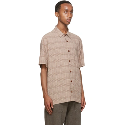 Shop Nanushka Brown Adam Short Sleeve Shirt In Gaze Check
