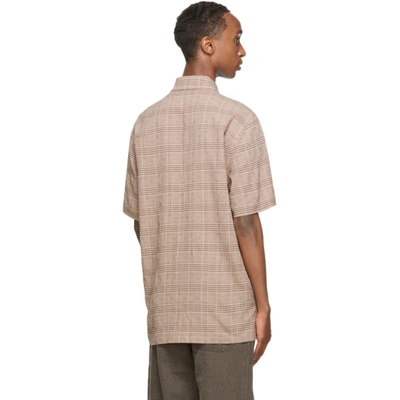 Shop Nanushka Brown Adam Short Sleeve Shirt In Gaze Check