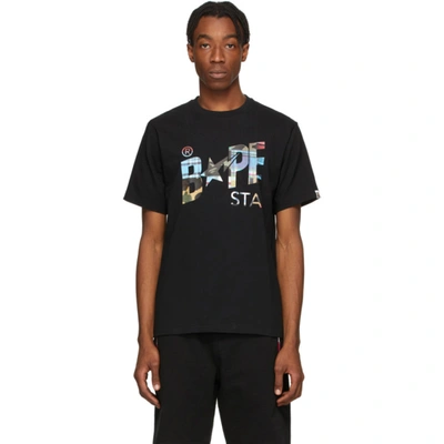 Shop Bape Black Patchwork Logo T-shirt In Blk