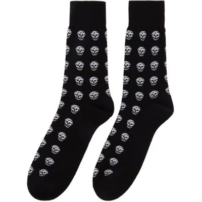 Shop Alexander Mcqueen Black & White Skull Socks In 1078 Blkivo