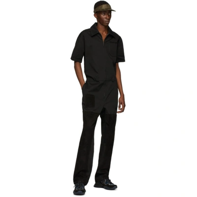 Shop Fendi Black Suede Detail Jumpsuit In F0qa1 Black