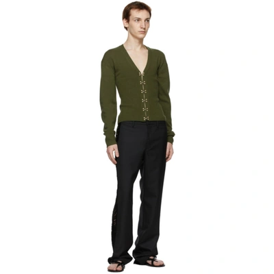 Shop Dion Lee Green Wool Hook Cardigan In Washed Oliv