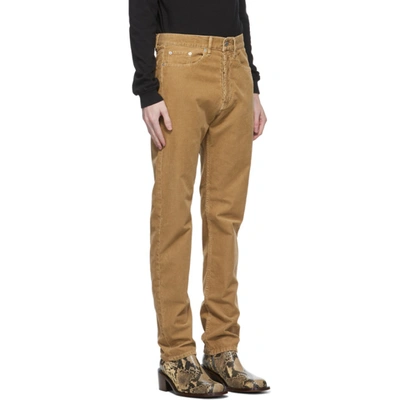 Shop Dries Van Noten Tan Corduroy Slim Trousers In Sand